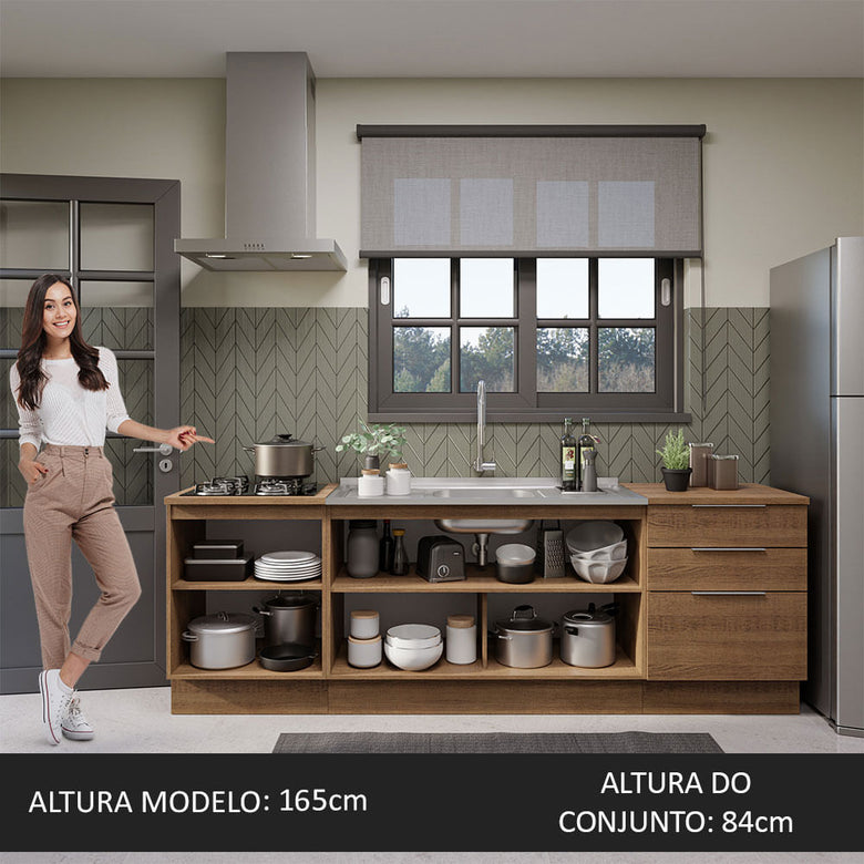 Armário de Cozinha Compacta 240cm Rustic Stella Madesa 01