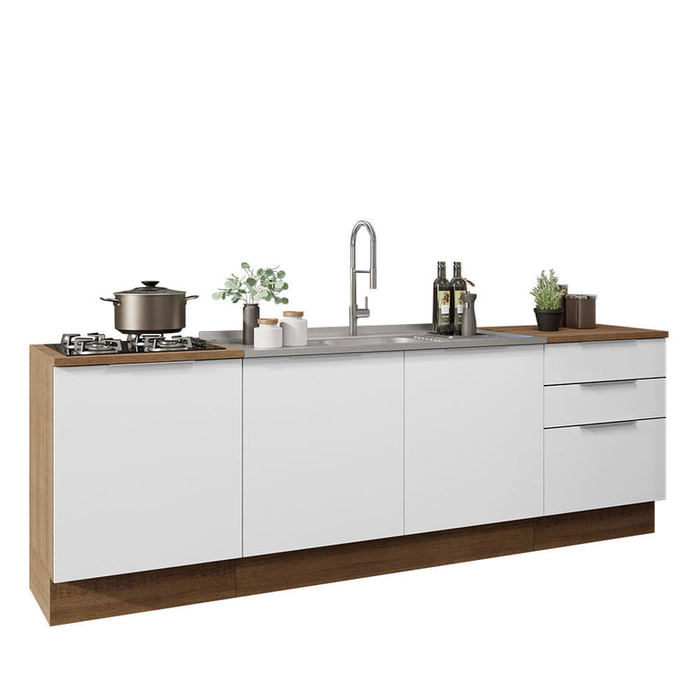 Armário de Cozinha Compacta 240cm Rustic/Branco Stella Madesa 01
