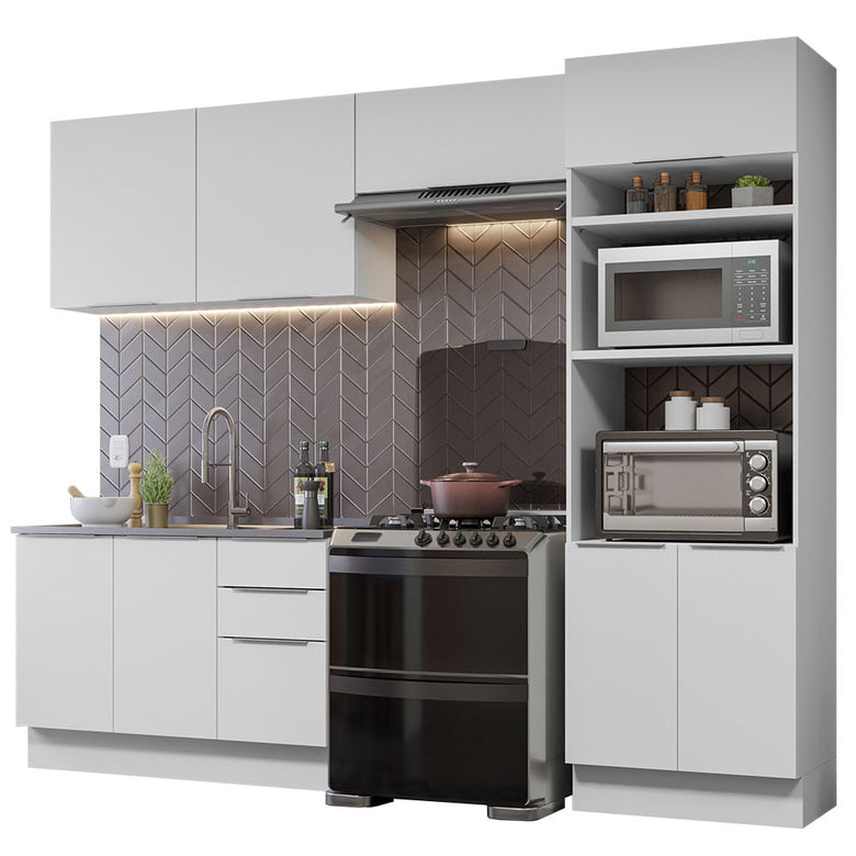 Armário de Cozinha Completa 270cm Branco Stella Madesa 05