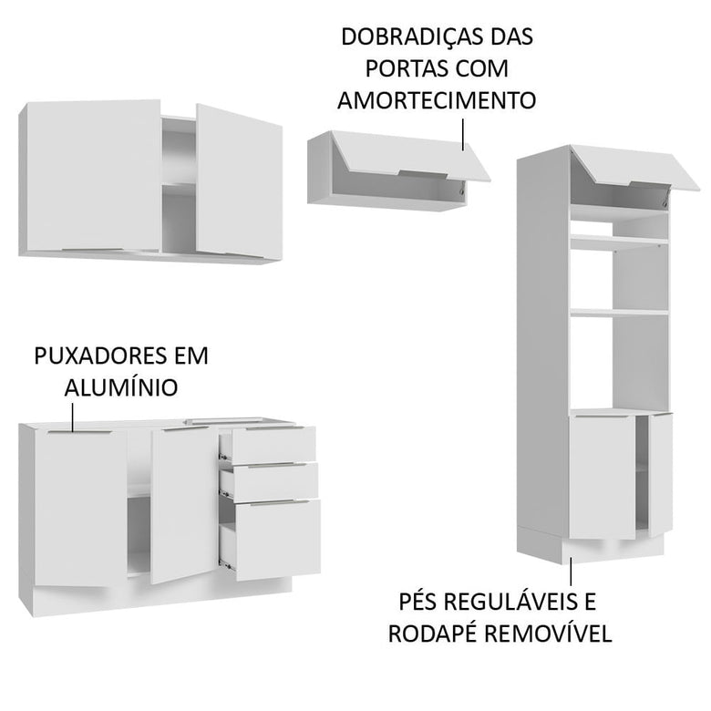 Armário de Cozinha Completa 270cm Branco Stella Madesa 05