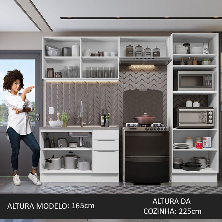 Armário de Cozinha Completa 270cm Branco Stella Madesa 05