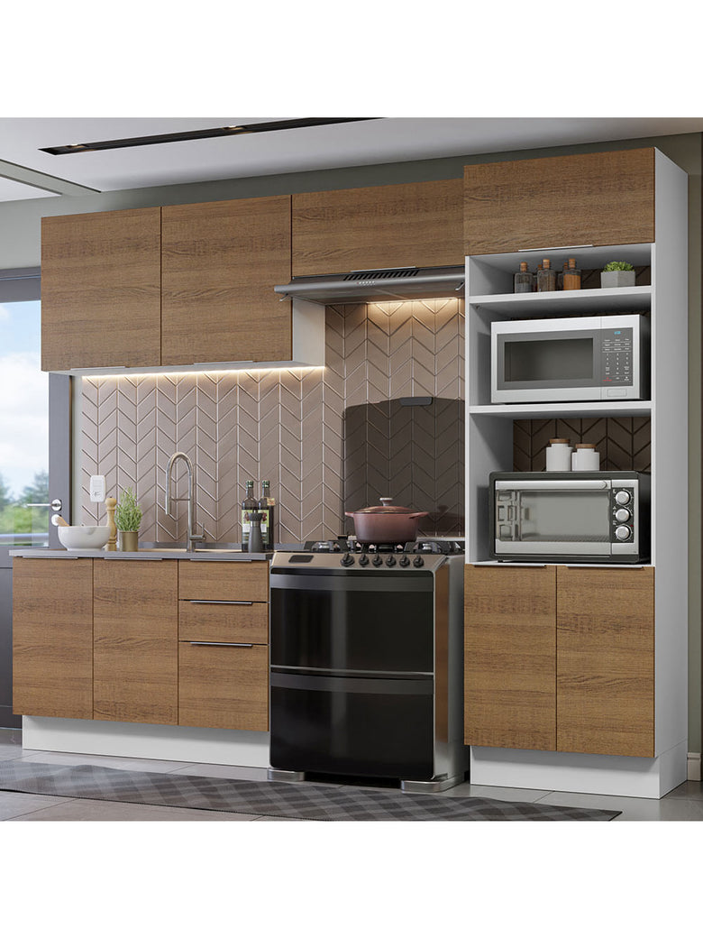 Armário de Cozinha Completa 270cm Branco/Rustic Stella Madesa 05