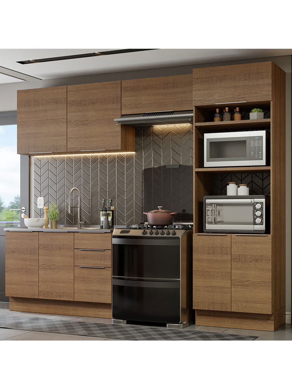 Armário de Cozinha Completa 270cm Rustic Stella Madesa 05 - Rustic