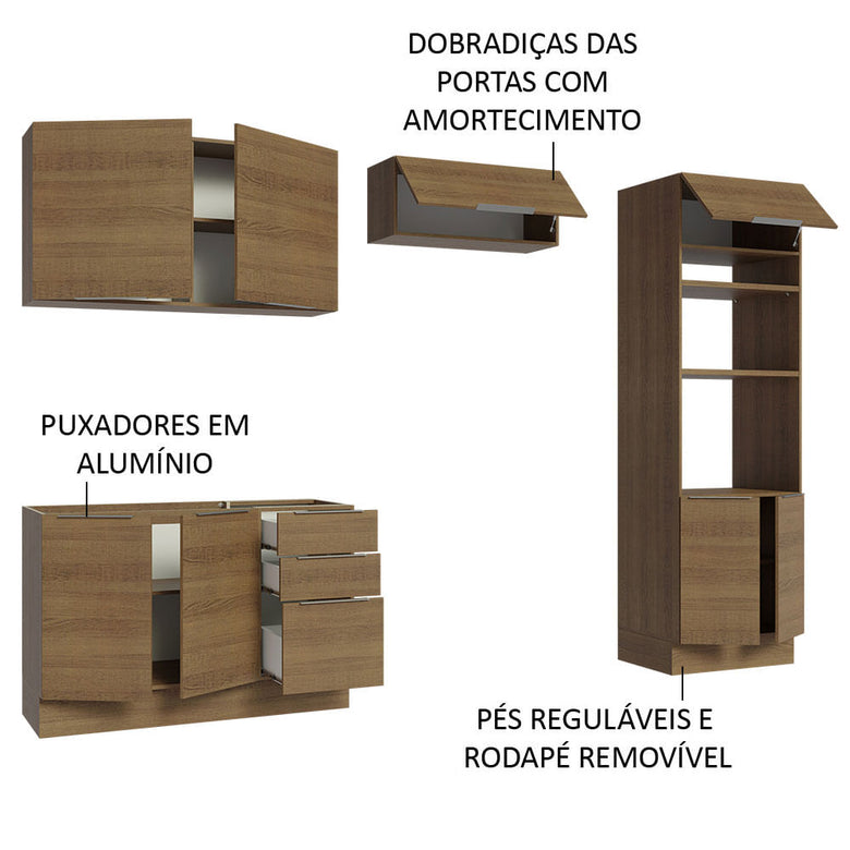 Armário de Cozinha Completa 270cm Rustic Stella Madesa 05