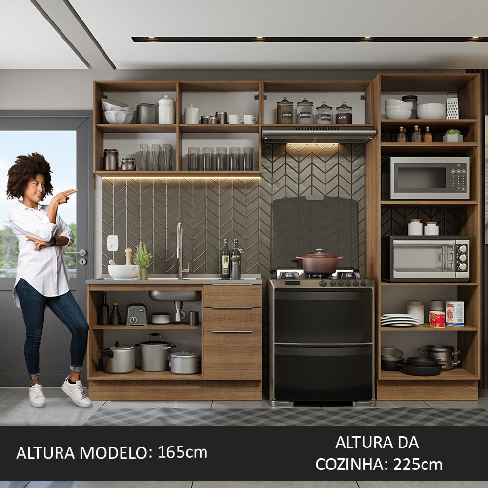 Armário de Cozinha Completa 270cm Rustic Stella Madesa 05