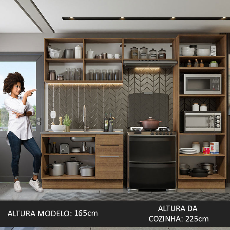 Armário de Cozinha Completa 270cm Rustic Stella Madesa 05