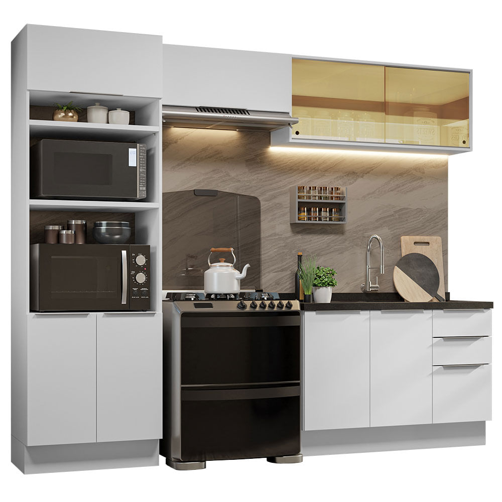 Armário de Cozinha Completa 270cm Branco Stella Madesa 06 - Branco
