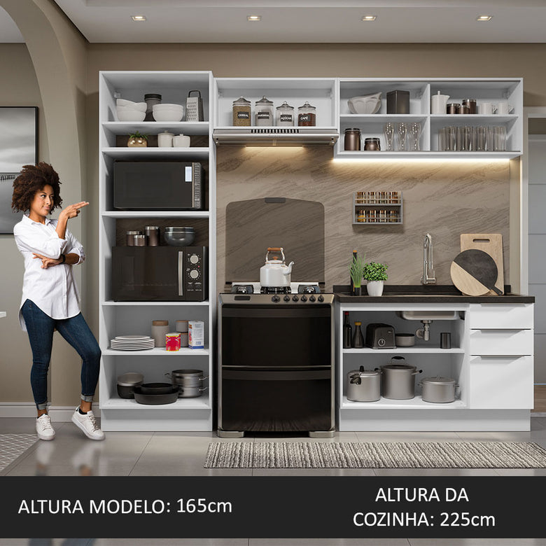 Armário de Cozinha Completa 270cm Branco Stella Madesa 06