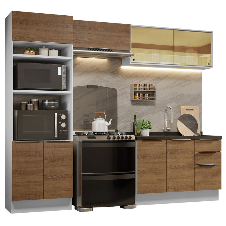 Armário de Cozinha Completa 270cm Branco/Rustic Stella Madesa 06