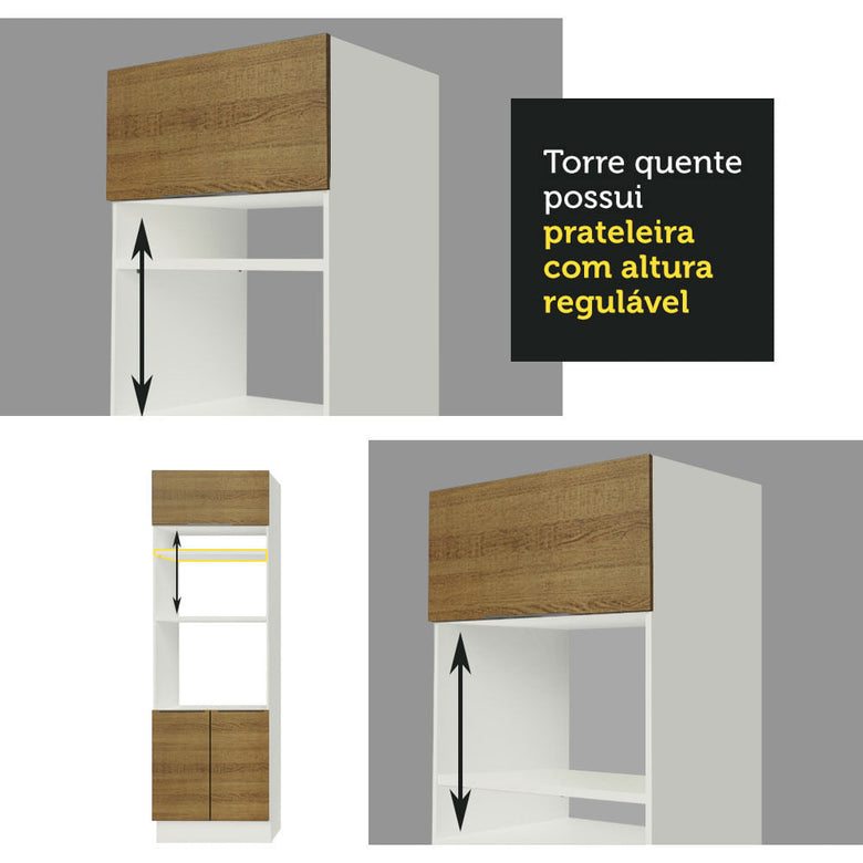 Armário de Cozinha Completa 270cm Branco/Rustic Stella Madesa 06