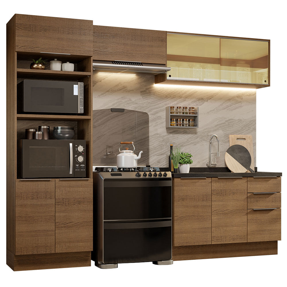 Armário de Cozinha Completa 270cm Rustic Stella Madesa 06 - Rustic