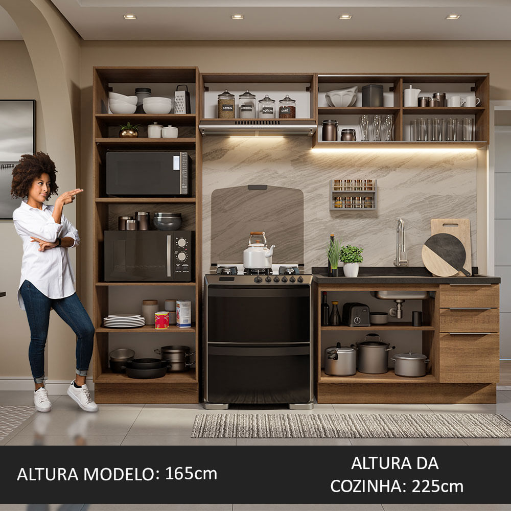 Armário de Cozinha Completa 270cm Rustic Stella Madesa 06