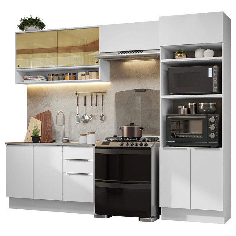Armário de Cozinha Completa 270cm Branco Stella Madesa 07