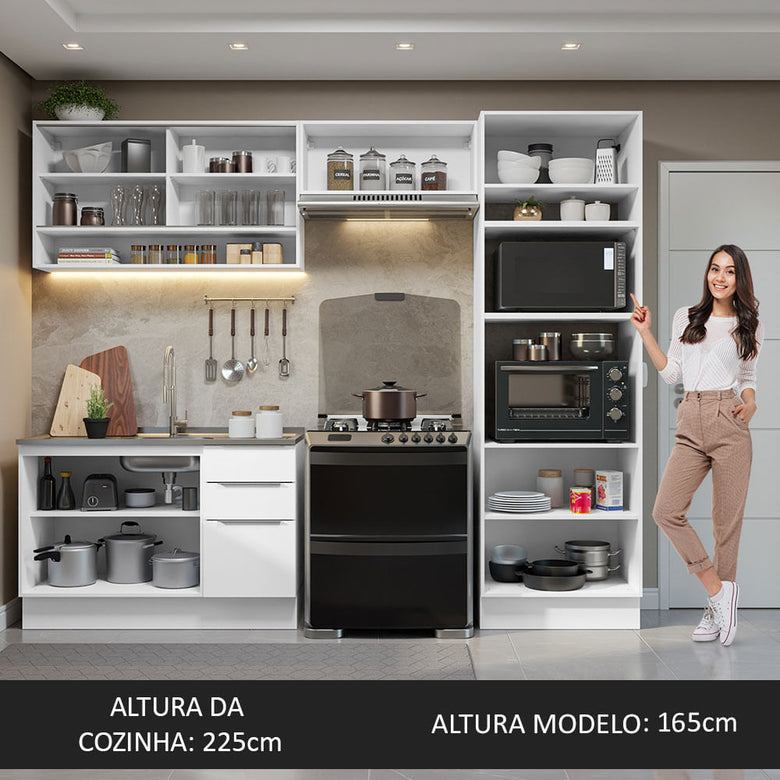 Armário de Cozinha Completa 270cm Branco Stella Madesa 07
