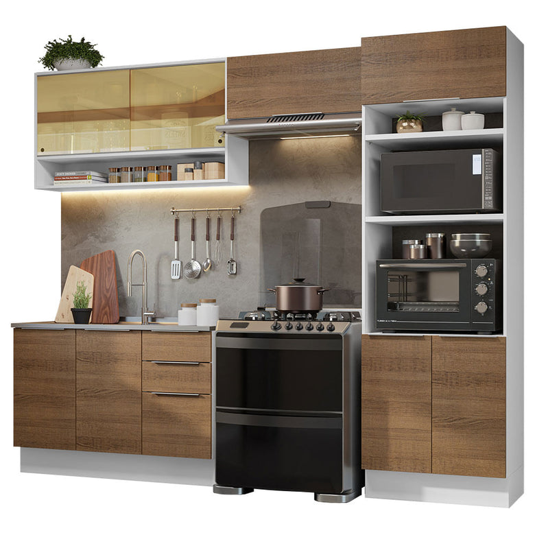 Armário de Cozinha Completa 270cm Branco/Rustic Stella Madesa 07