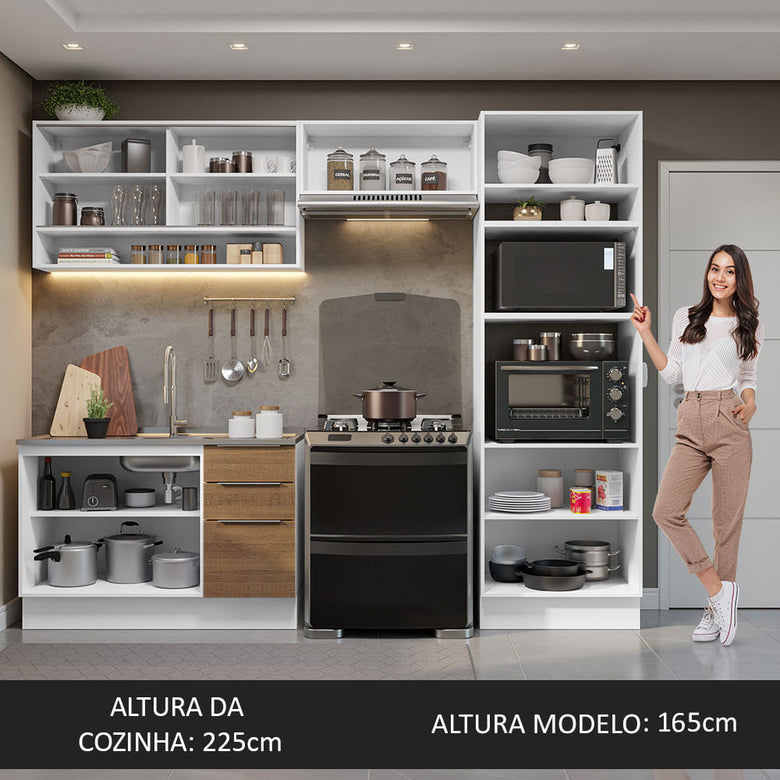Armário de Cozinha Completa 270cm Branco/Rustic Stella Madesa 07