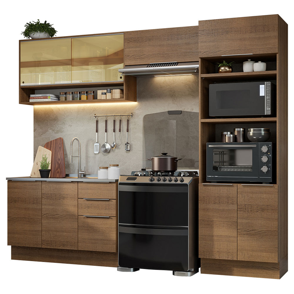 Armário de Cozinha Completa 270cm Rustic Stella Madesa 07 - Rustic