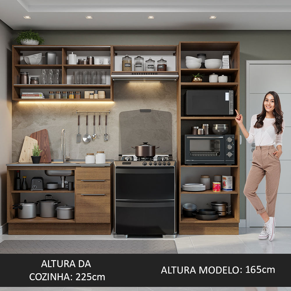 Armário de Cozinha Completa 270cm Rustic Stella Madesa 07