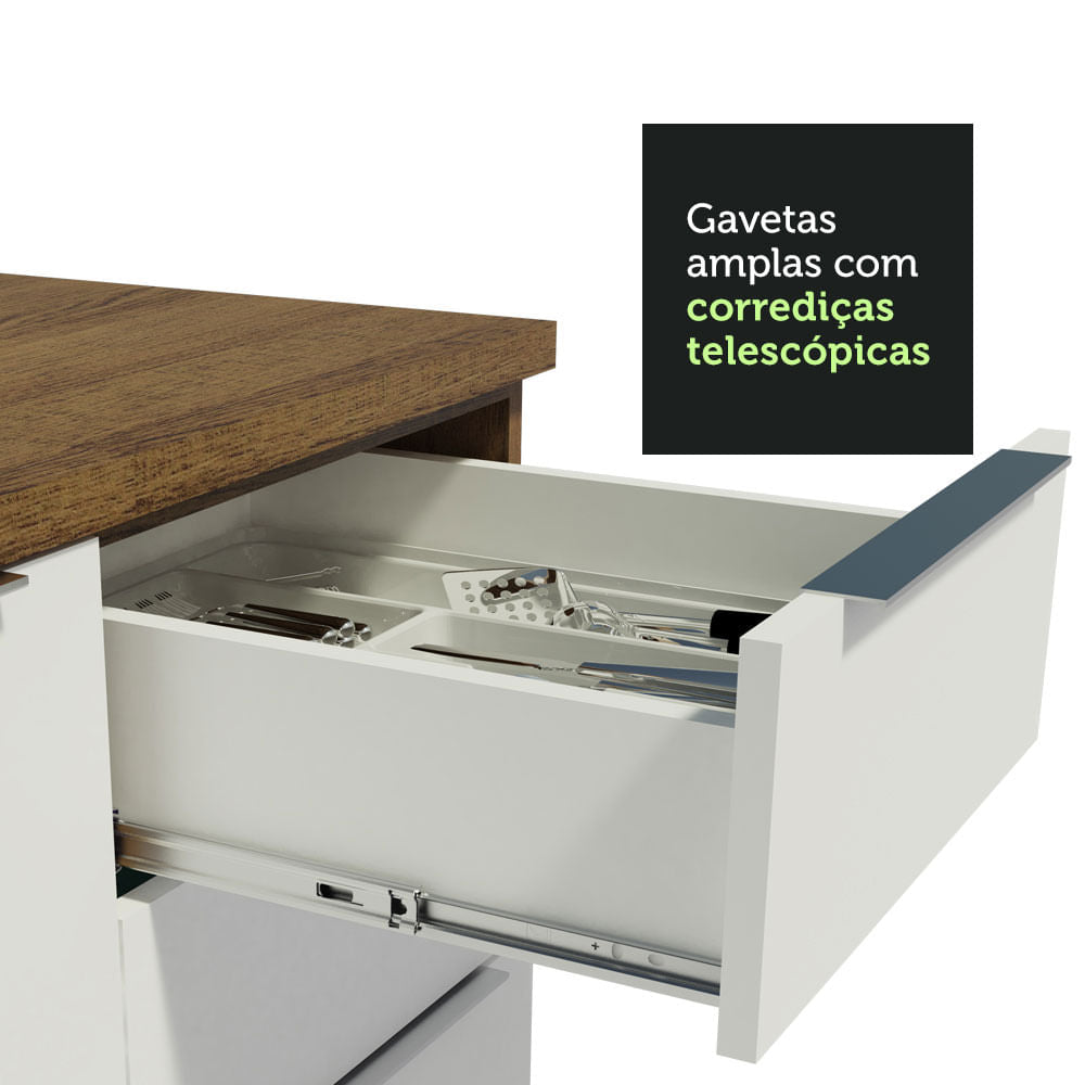 Armário de Cozinha Completa 270cm Rustic/Branco Stella Madesa 07