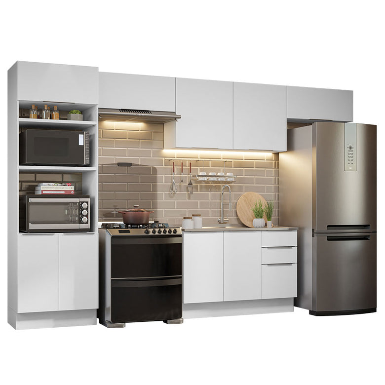 Armário de Cozinha Completa 350cm Branco Stella Madesa 01