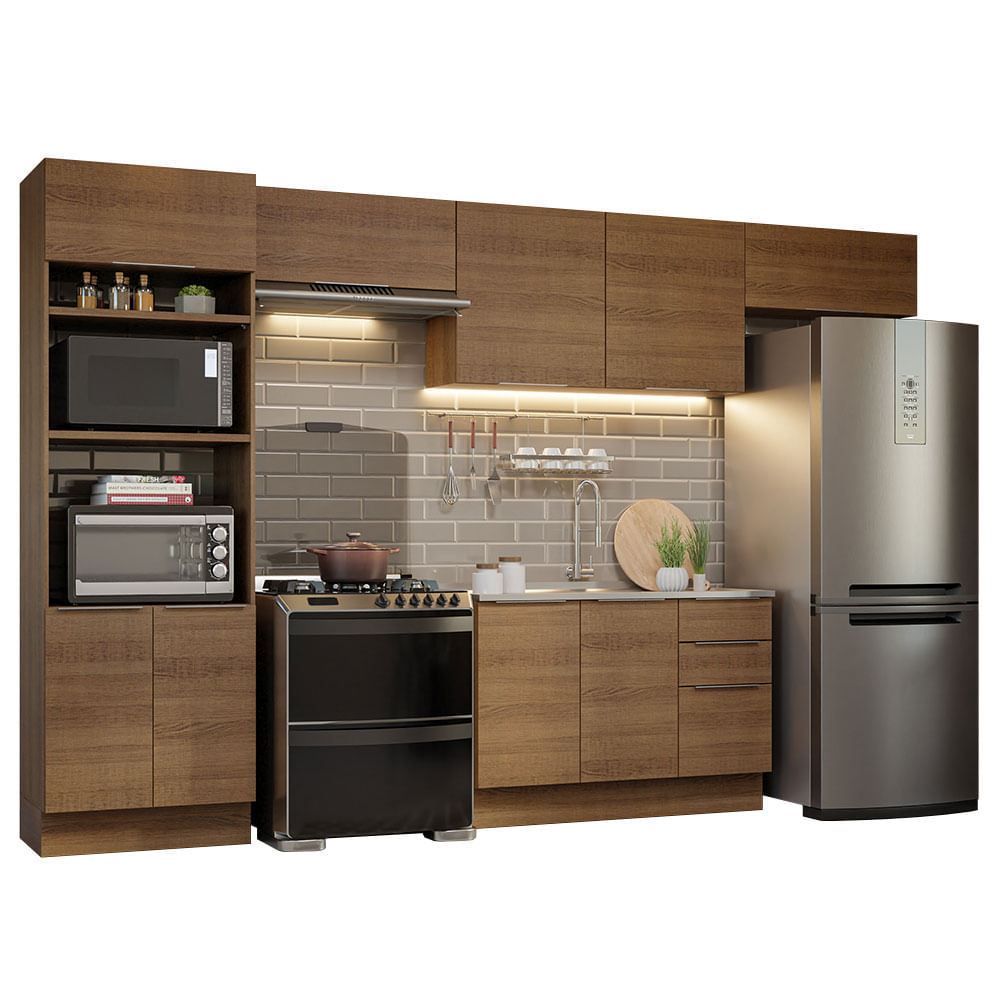 Armário de Cozinha Completa 350cm Rustic Stella Madesa 01 - Rustic