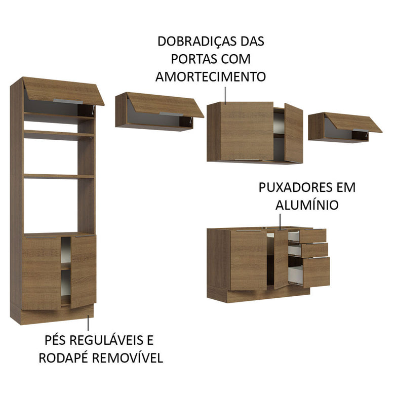 Armário de Cozinha Completa 350cm Rustic Stella Madesa 01