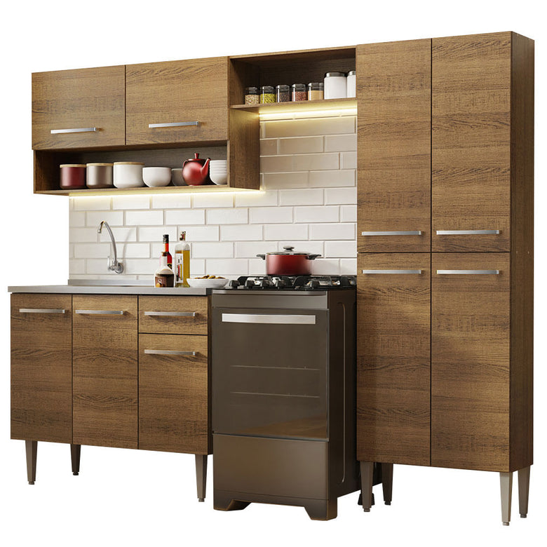 Armário de Cozinha Compacta 229cm com Pia Rustic Emilly Madesa 10