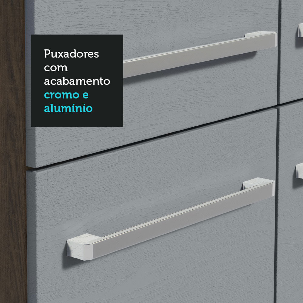Armário de Cozinha Compacta 229cm com Pia Rustic/Cinza Emilly Madesa 10