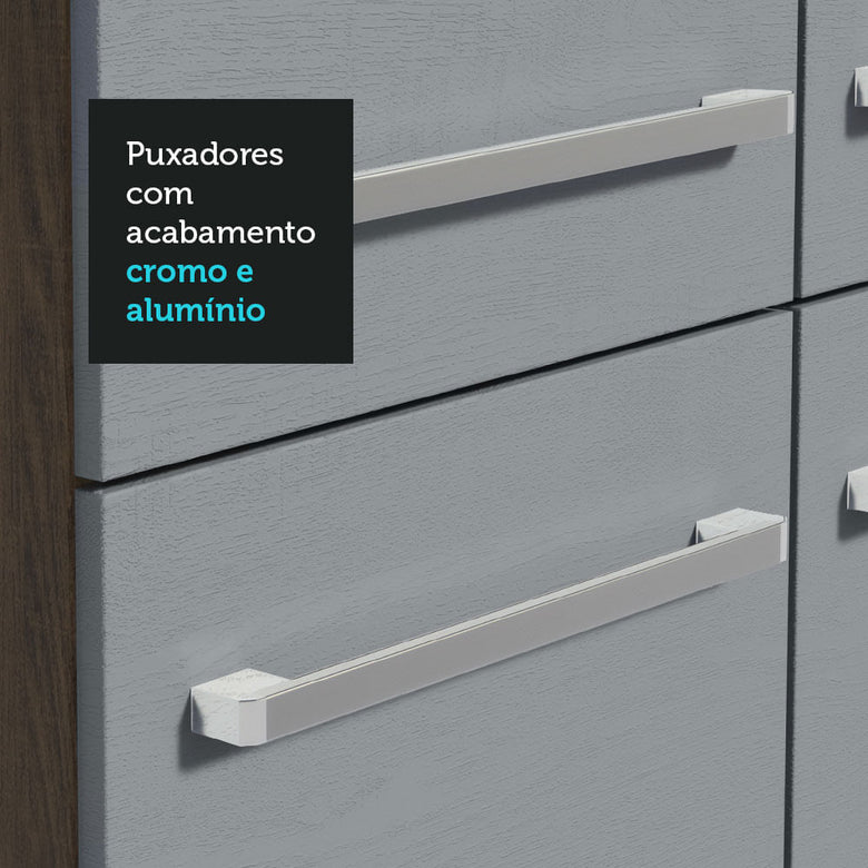 Armário de Cozinha Compacta 229cm com Pia Rustic/Cinza Emilly Madesa 10