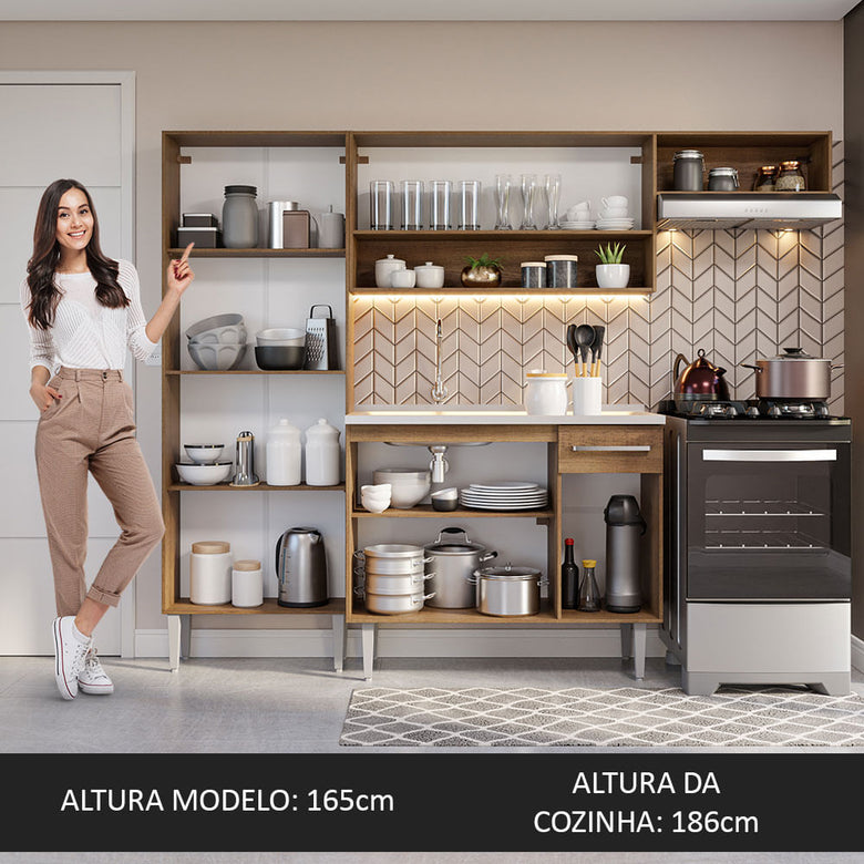 Armário de Cozinha Compacta 229cm com Pia Rustic Emilly Madesa 12