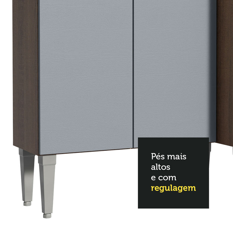 Armário de Cozinha Compacta 229cm com Pia Rustic/Cinza Emilly Madesa 12