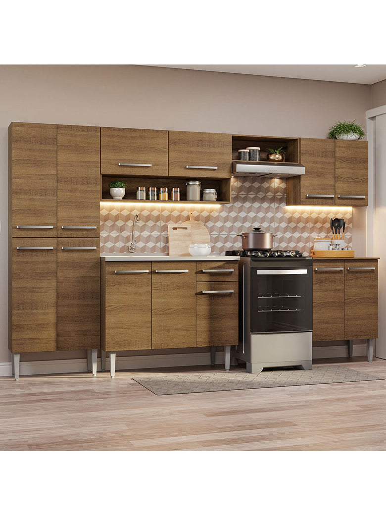 Armário de Cozinha Completa 293cm com Pia Rustic Emilly Madesa 08