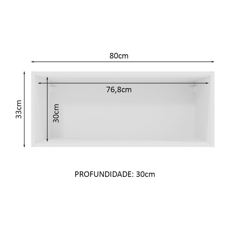 Armário Aéreo 80 cm Nicho Aberto para Cozinhas Lux, Glamy, Agata, Stella Branco Madesa