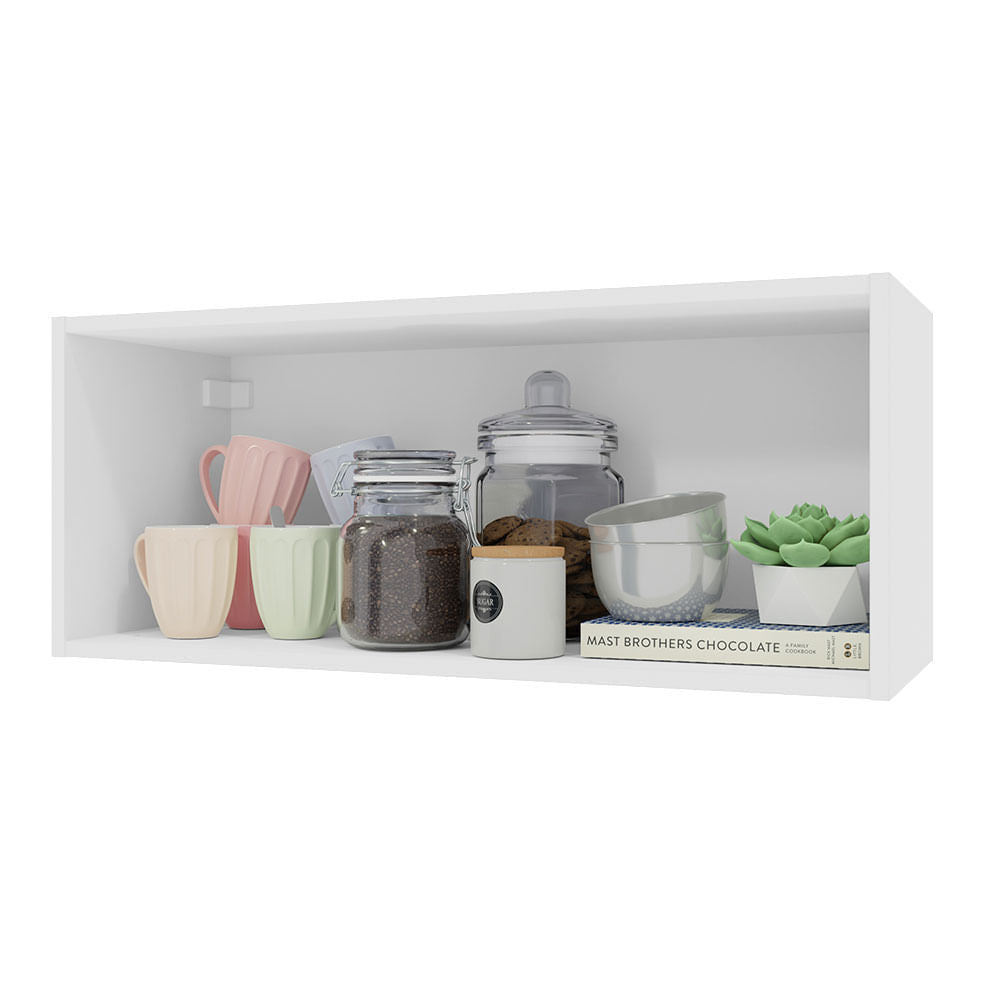 Armário Aéreo 80 cm Nicho Aberto para Cozinhas Lux, Glamy, Agata, Stella Branco Madesa
