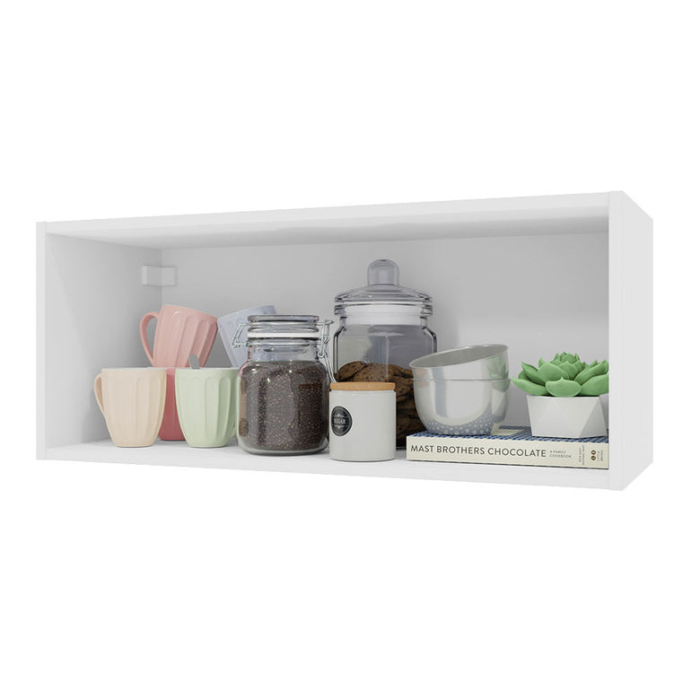 Armário Aéreo 80 cm Nicho Aberto para Cozinhas Lux, Glamy, Agata, Stella Branco Madesa
