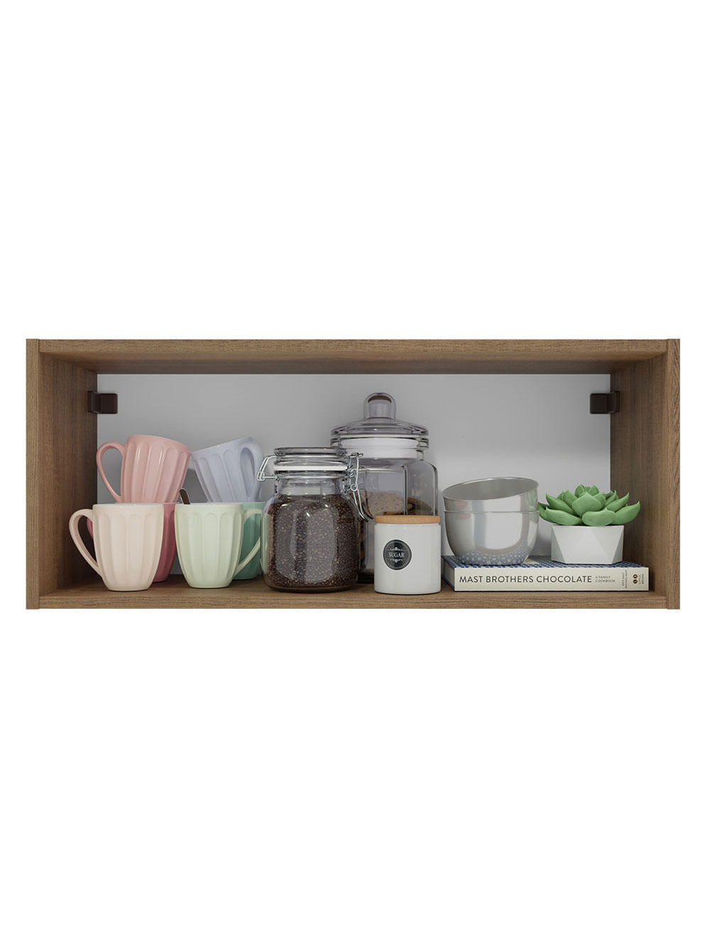 Armário Aéreo 80 cm Nicho Aberto para Cozinhas Lux, Glamy, Agata, Stella Rustic Madesa