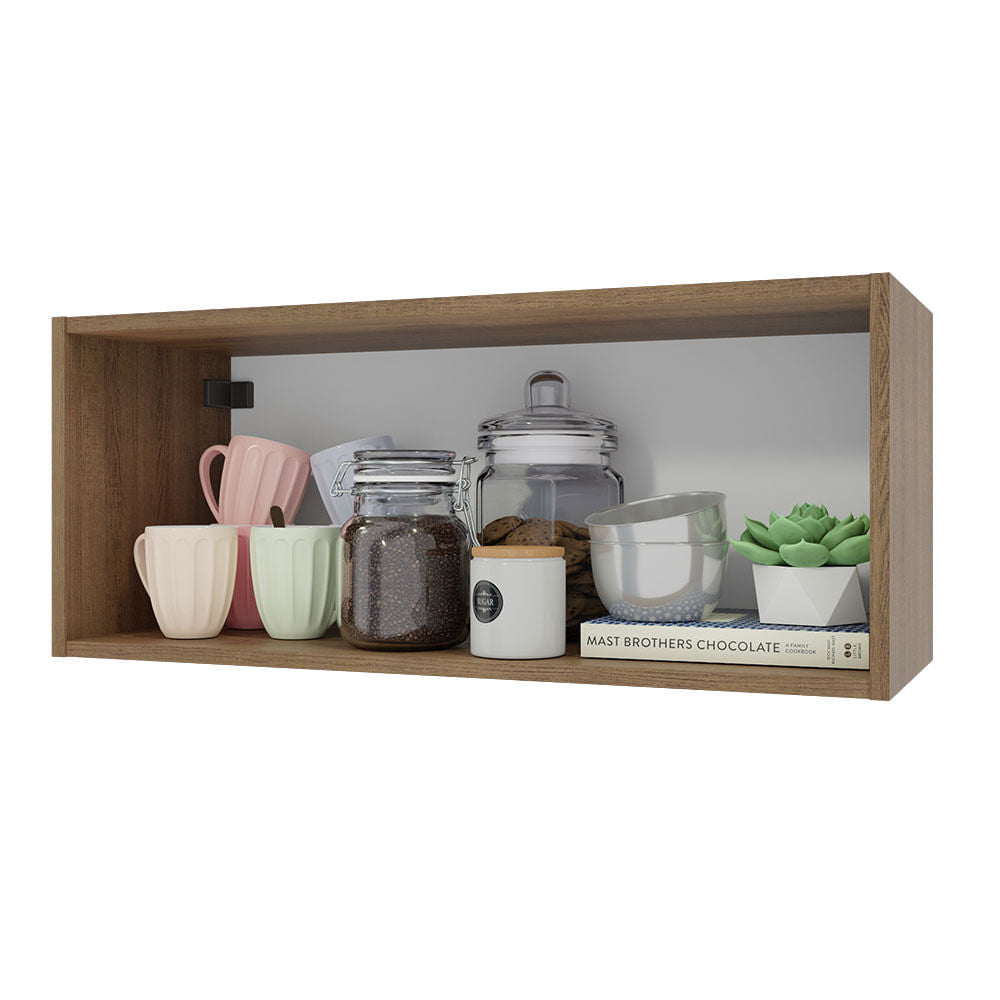 Armário Aéreo 80 cm Nicho Aberto para Cozinhas Lux, Glamy, Agata, Stella Rustic Madesa