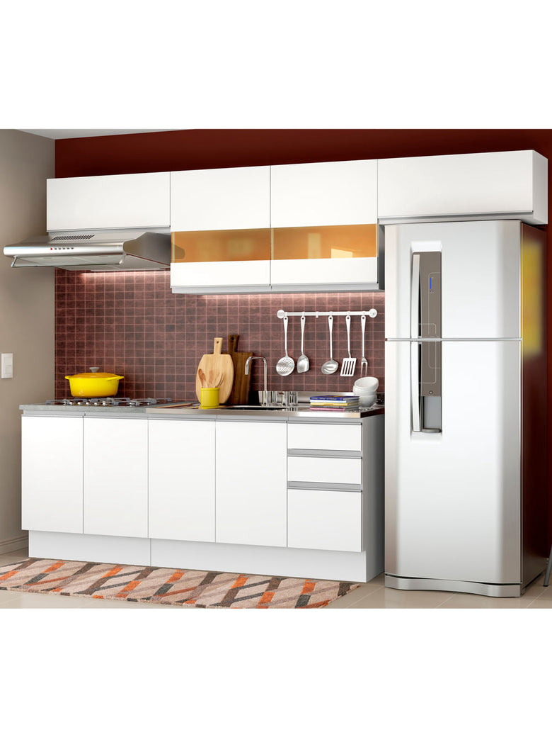 Armário de Cozinha Completa 280cm Branco Mariana Madesa 02