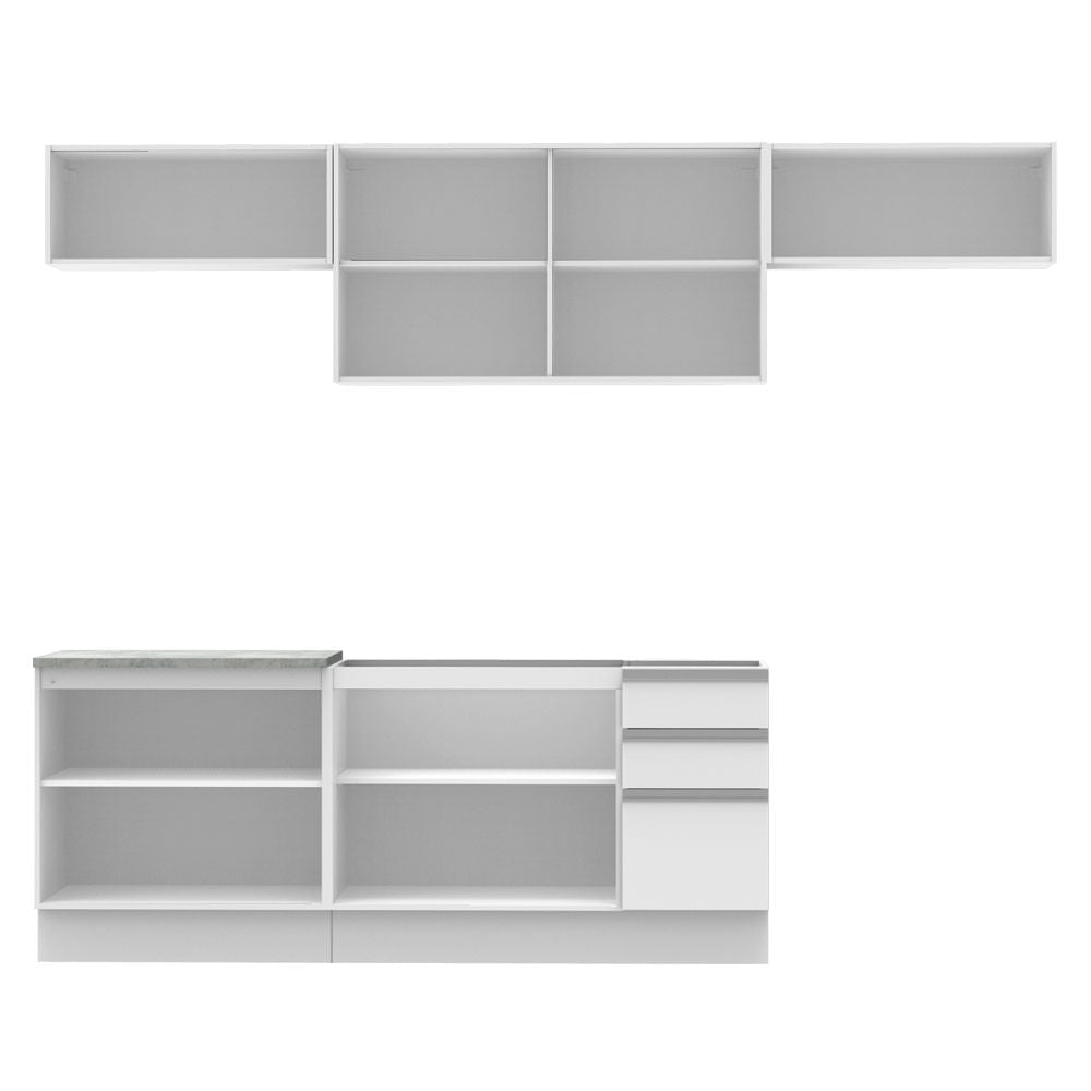Armário de Cozinha Completa 280cm Branco Mariana Madesa 02