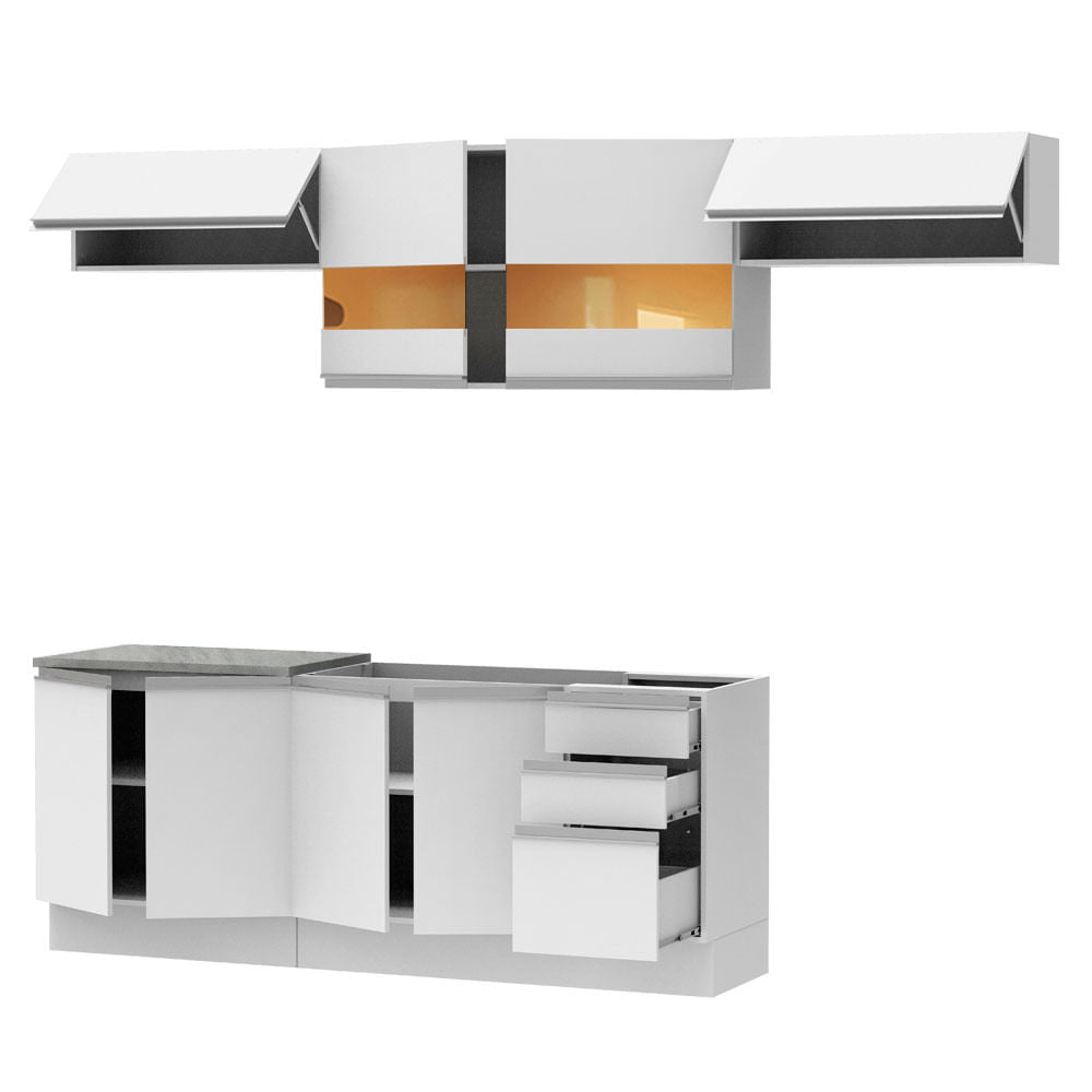 Armário de Cozinha Completa 280cm Branco Mariana Madesa 02
