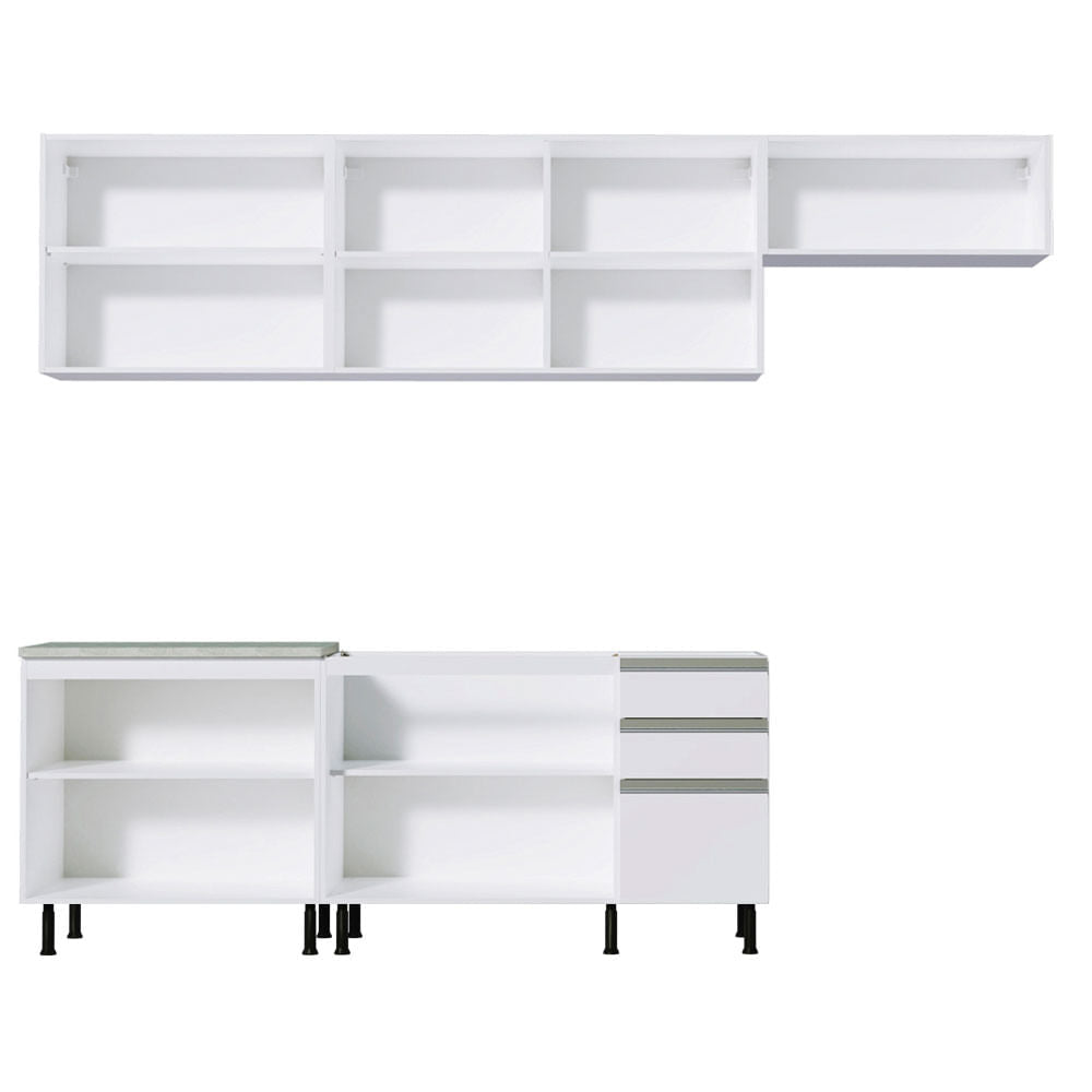 Armário de Cozinha Completa 280cm Branco Marcela Madesa 03SR