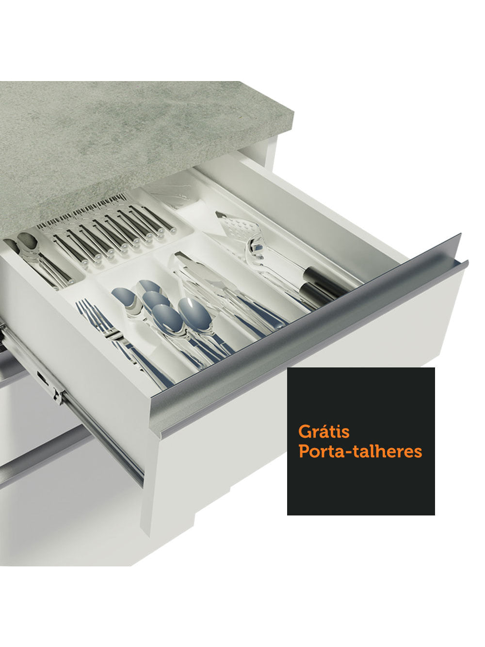 Armário de Cozinha Completa 280cm Branco Marcela Madesa 03SR