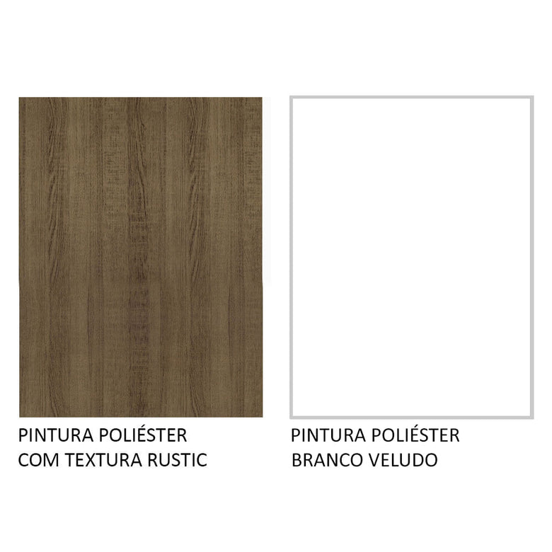 Armário Aéreo 40 x 83 cm 1 Porta Rustic/Branco Veludo Lux Madesa