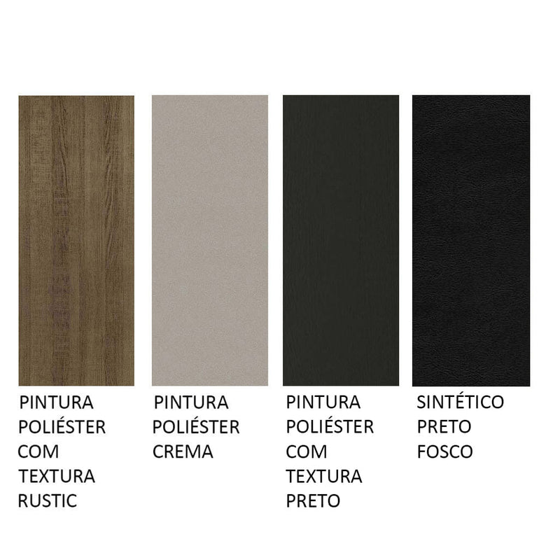 Conjunto Sala de Jantar Mesa Tampo de Vidro 4 Cadeiras Rustic/Crema/Preto Tifani Madesa