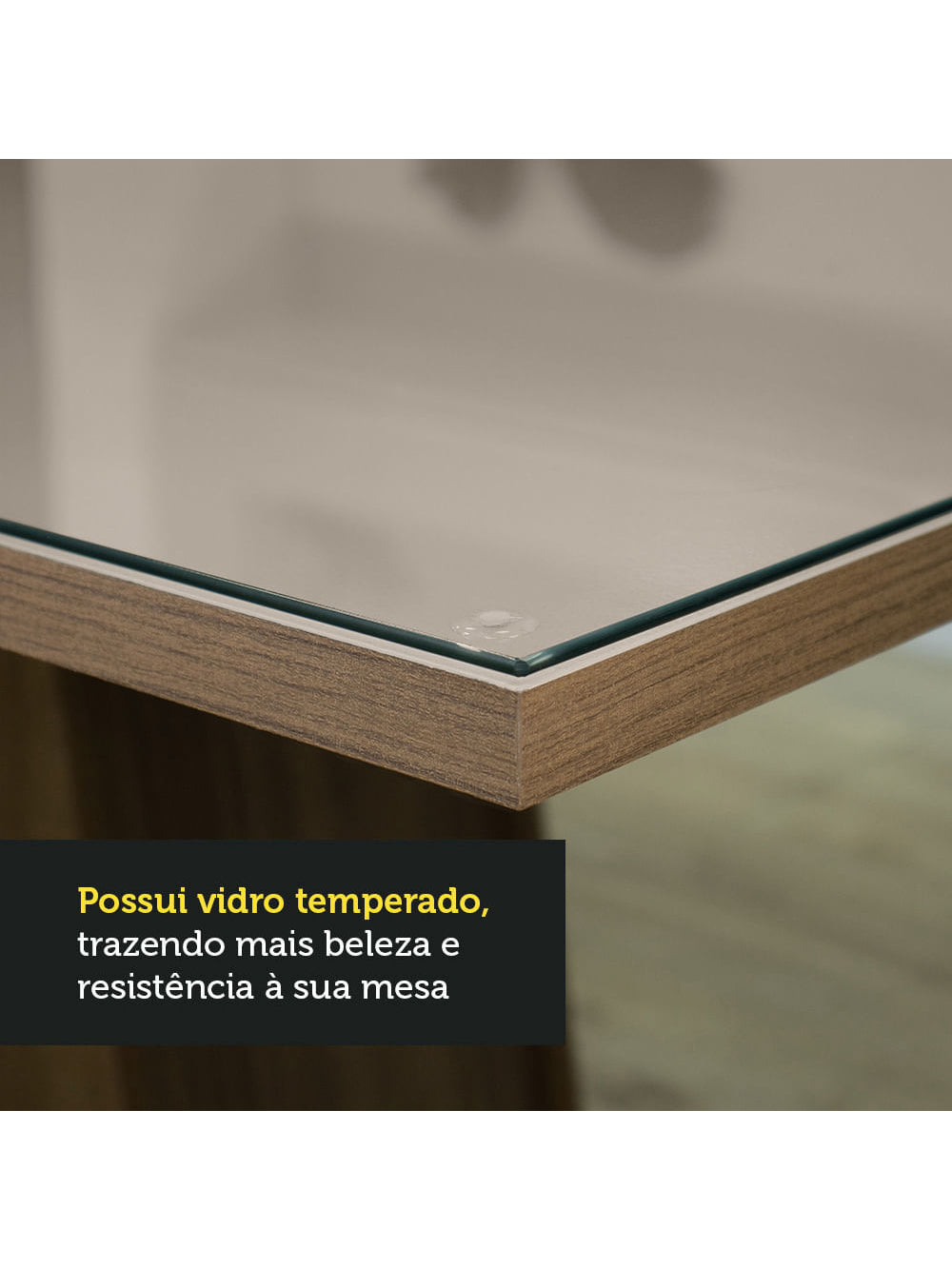 Conjunto Sala de Jantar Mesa Tampo de Vidro 4 Cadeiras Rustic/Crema/Preto Tifani Madesa