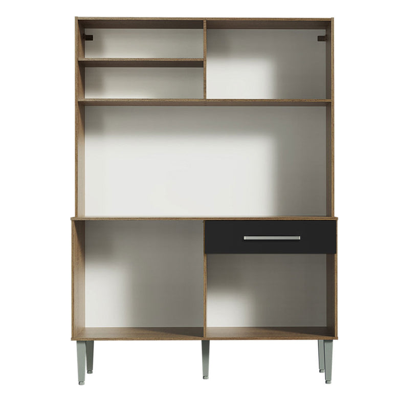 Armário de Cozinha Compacta 120cm Rustic/Preto Life Madesa