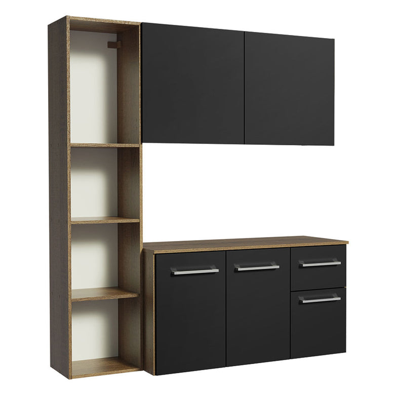 Armário de Cozinha Compacta 120cm Rustic/Preto Easy Madesa