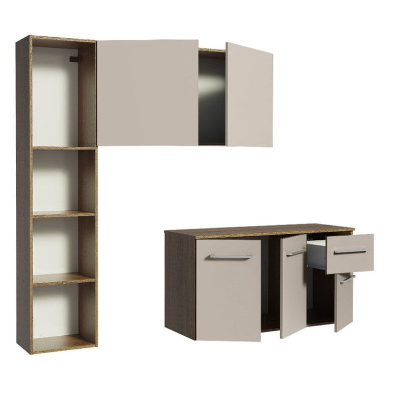 Armário de Cozinha Compacta 120cm Rustic/Crema Easy Madesa