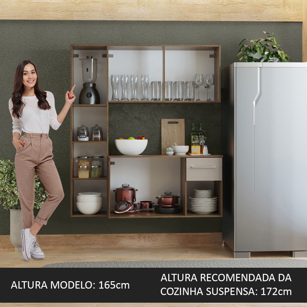 Armário de Cozinha Compacta 120cm Rustic/Crema Easy Madesa