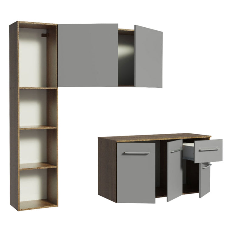 Armário de Cozinha Compacta 120cm Rustic/Cinza Easy Madesa